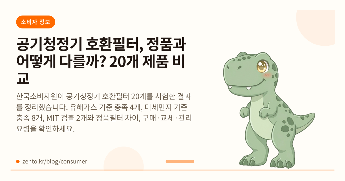 공기청정기 호환필터, 정품과 어떻게 다를까? 20개 제품 비교