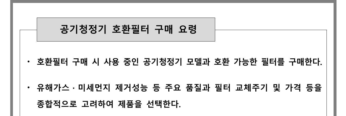 공기청정기 호환필터 구매 시 확인할 사항